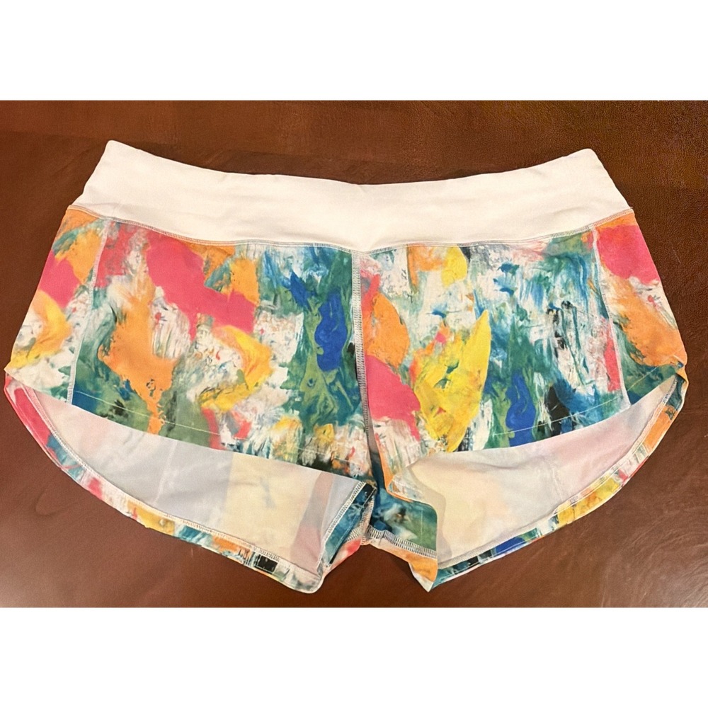 Lululemon Speed Up Low-Rise Lined Short 2.5" Sz 10 No Limits White Multicolors
